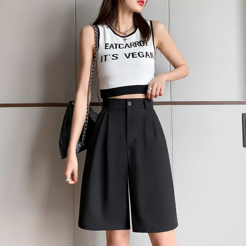 Summer Wide Leg Knee-length Shorts