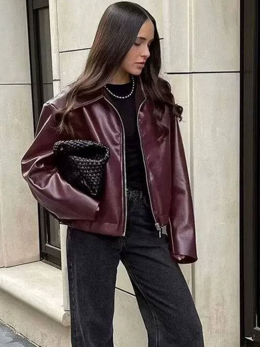 Faux PU Leather Jacket