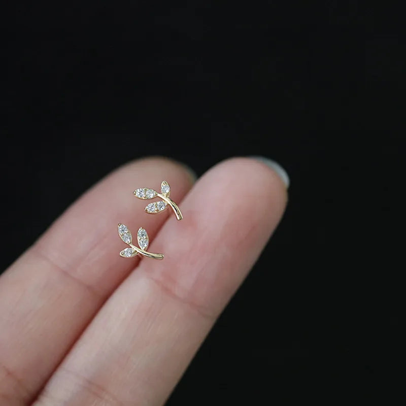 925 Silver Needle Simple Shiny Zircon Earrings Gold Plating Jewelry Crystal Stud Earrings Women