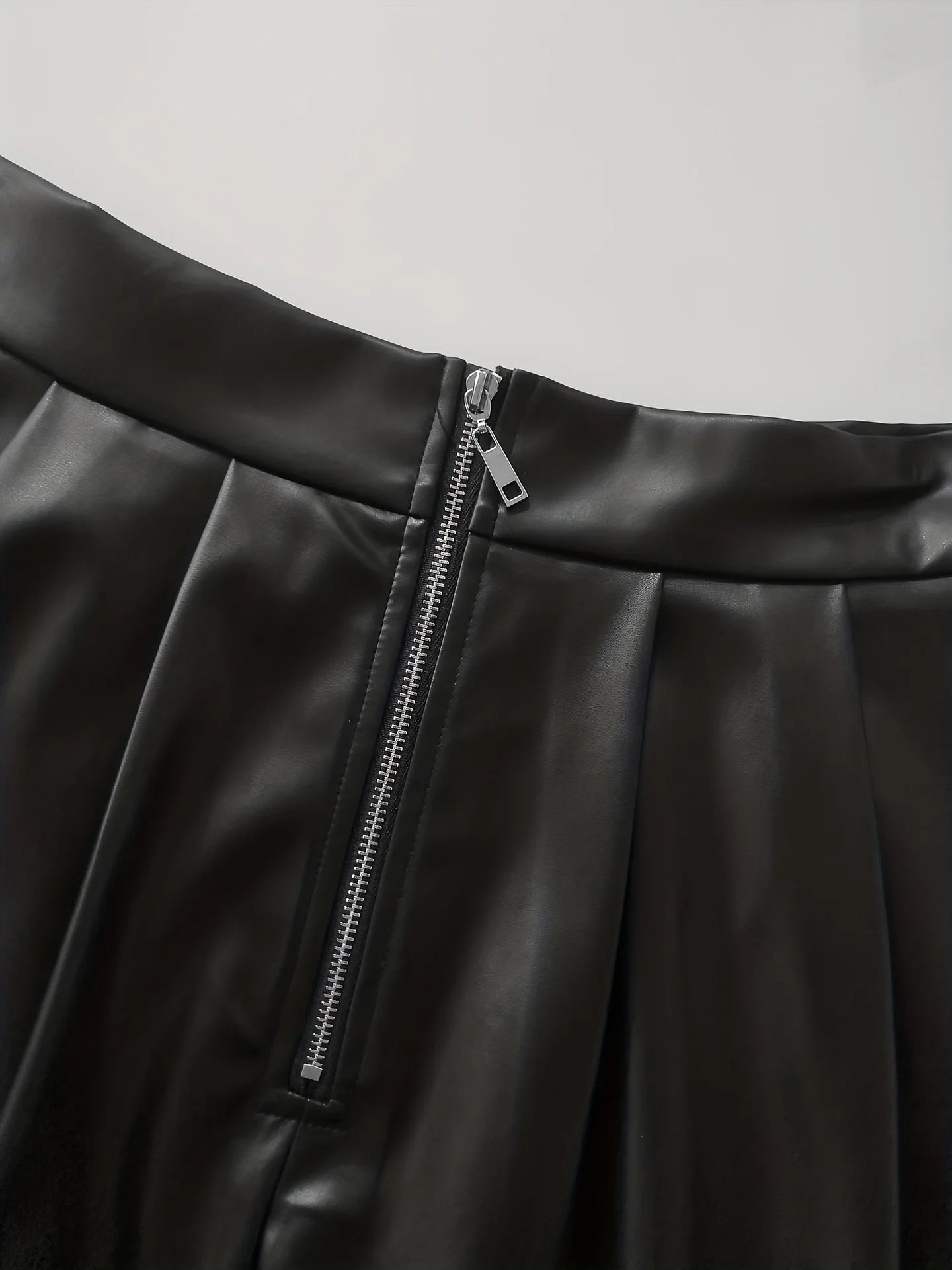 PU Leather Knee-Length Skirt